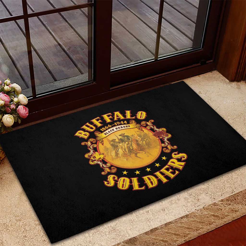 Honor Buffalo Soldiers Rubber Doormat African American Cavalry Black Version - Wonder Print Shop
