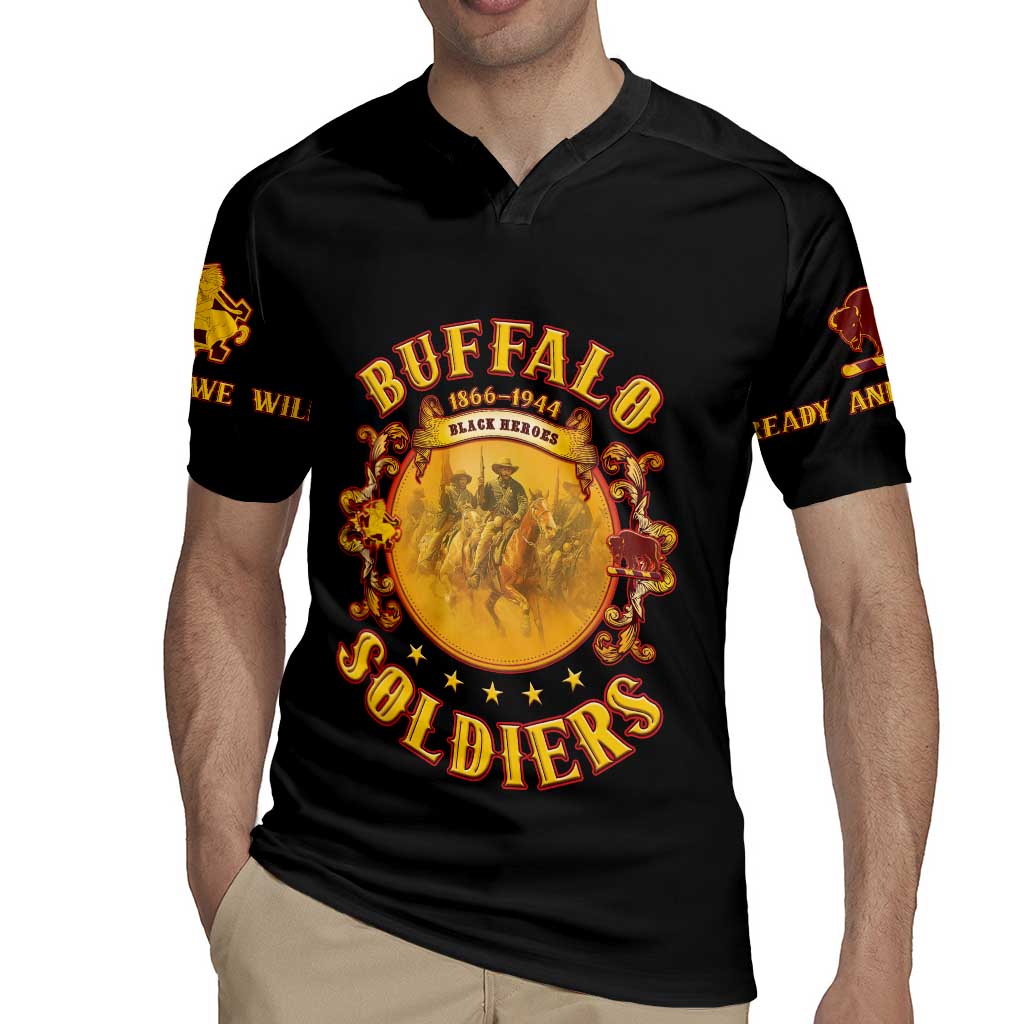 Honor Buffalo Soldiers Rugby Jersey African American Cavalry Black Version - Wonder Print Shop