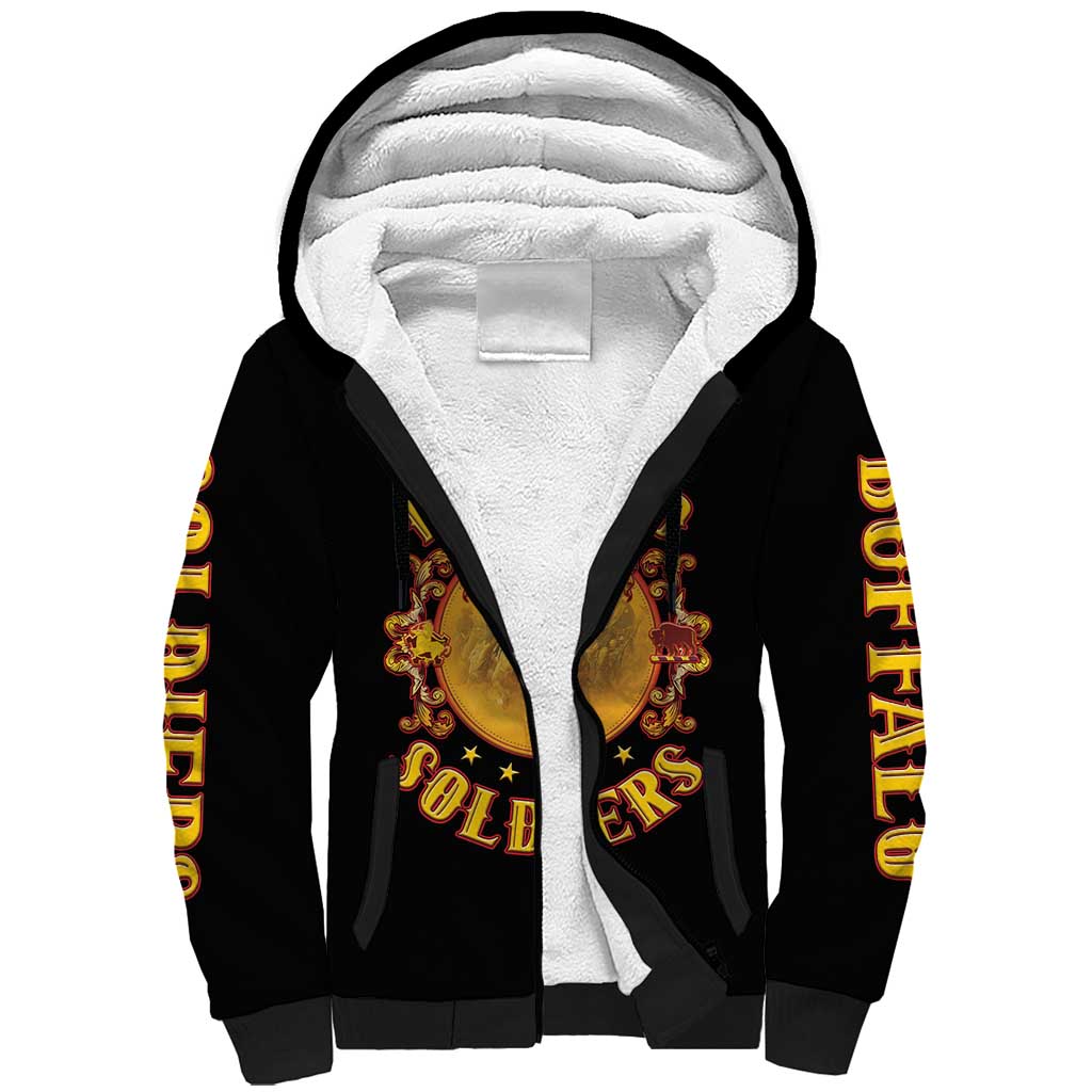 Honor Buffalo Soldiers Sherpa Hoodie African American Cavalry Black Version - Wonder Print Shop