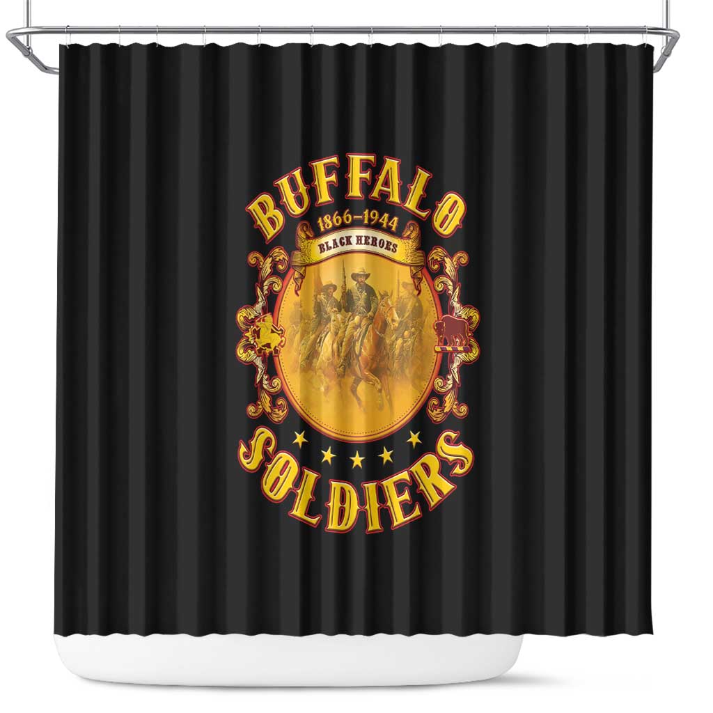 Honor Buffalo Soldiers Shower Curtain African American Cavalry Black Version - Wonder Print Shop