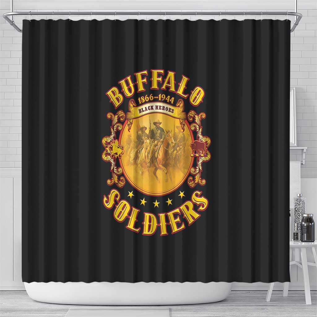 Honor Buffalo Soldiers Shower Curtain African American Cavalry Black Version - Wonder Print Shop