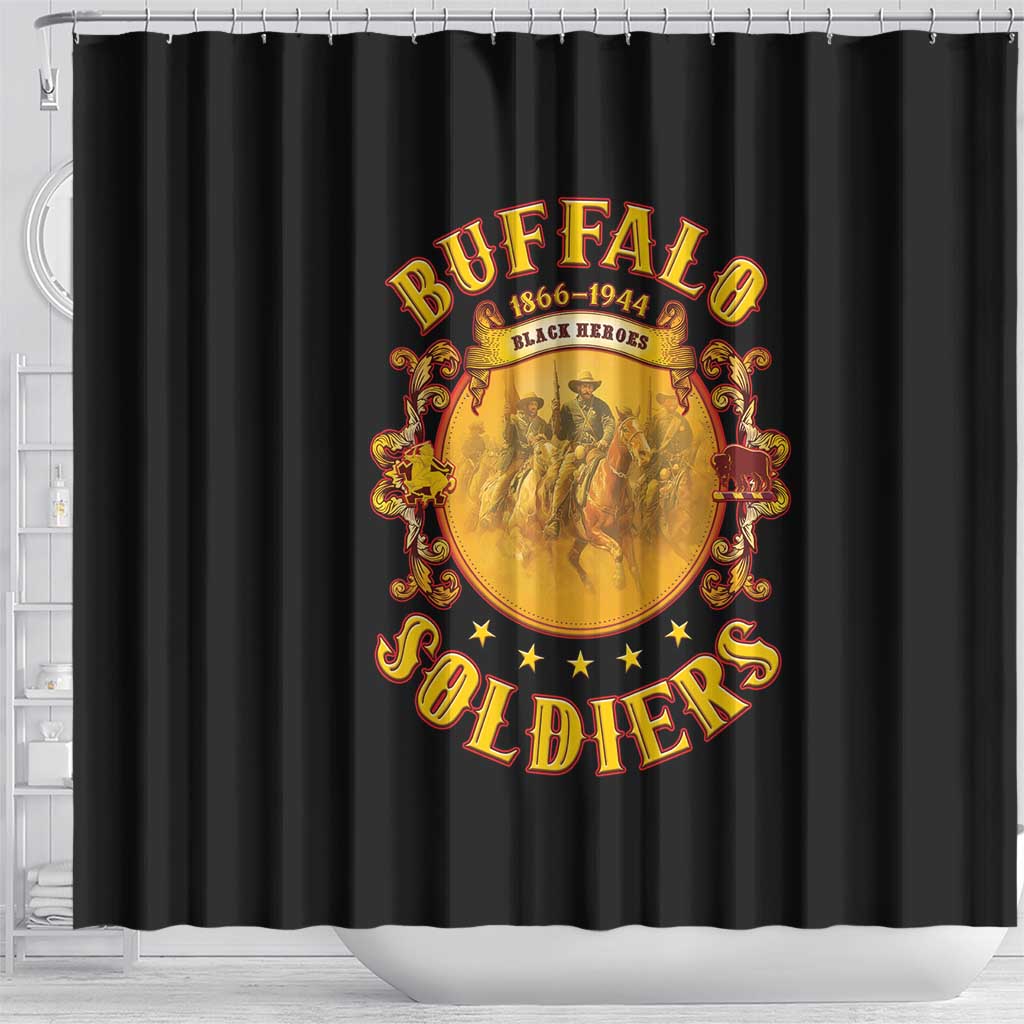 Honor Buffalo Soldiers Shower Curtain African American Cavalry Black Version - Wonder Print Shop