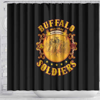 Honor Buffalo Soldiers Shower Curtain African American Cavalry Black Version - Wonder Print Shop
