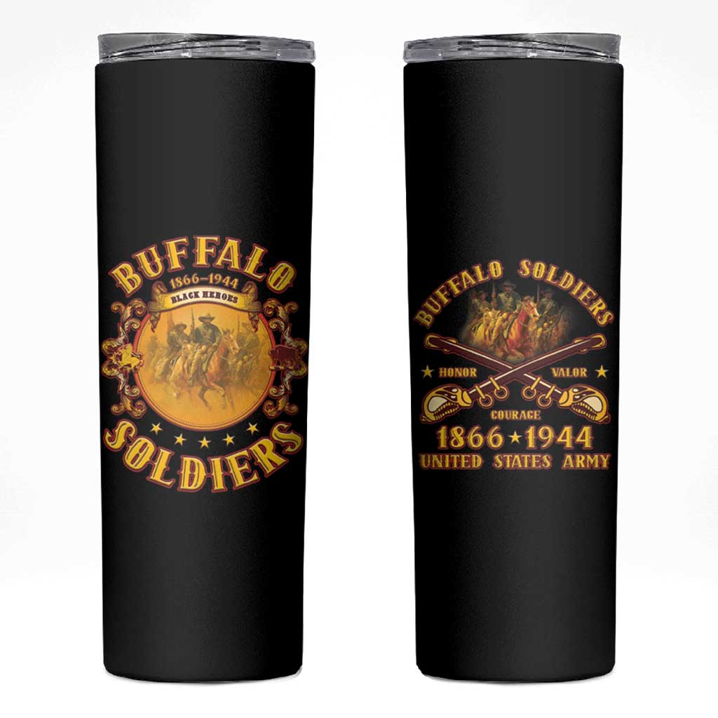 Honor Buffalo Soldiers Skinny Tumbler African American Cavalry Black Version - Wonder Print Shop