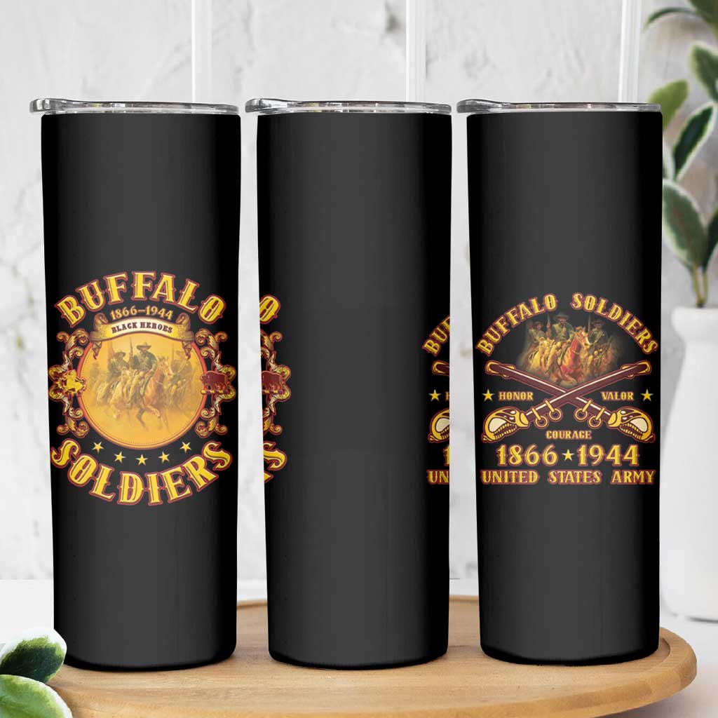 Honor Buffalo Soldiers Skinny Tumbler African American Cavalry Black Version - Wonder Print Shop