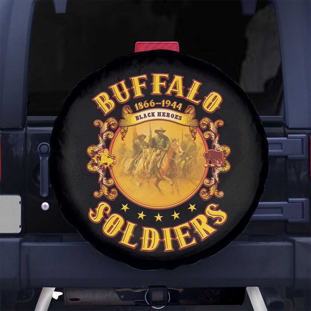 Honor Buffalo Soldiers Spare Tire Cover African American Cavalry Black Version - Wonder Print Shop