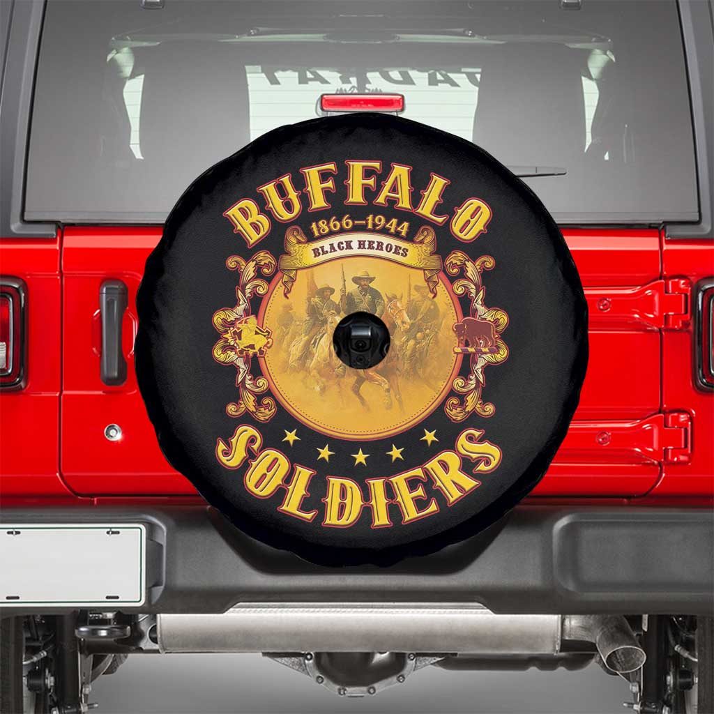 Honor Buffalo Soldiers Spare Tire Cover African American Cavalry Black Version - Wonder Print Shop