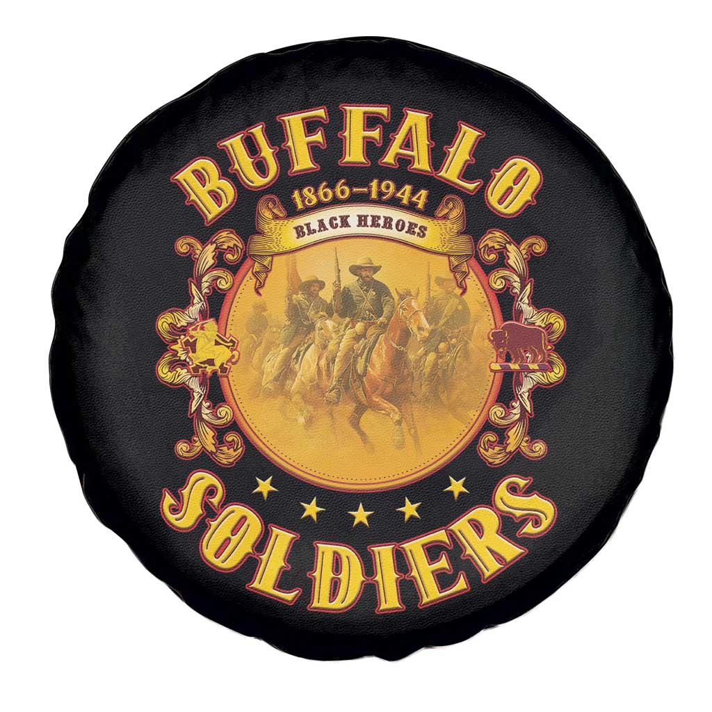 Honor Buffalo Soldiers Spare Tire Cover African American Cavalry Black Version - Wonder Print Shop
