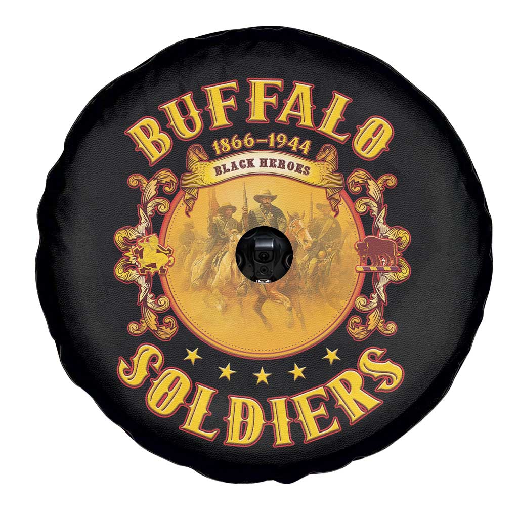 Honor Buffalo Soldiers Spare Tire Cover African American Cavalry Black Version - Wonder Print Shop