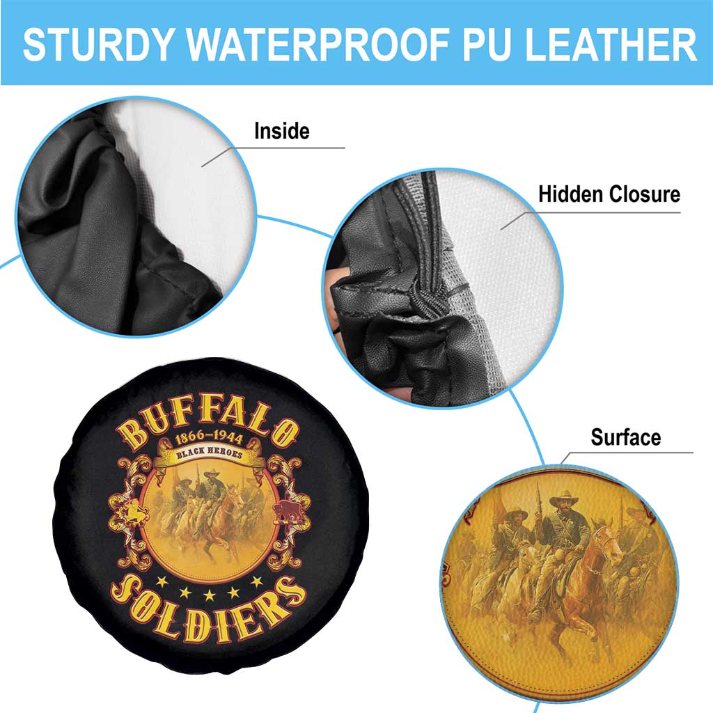 Honor Buffalo Soldiers Spare Tire Cover African American Cavalry Black Version - Wonder Print Shop