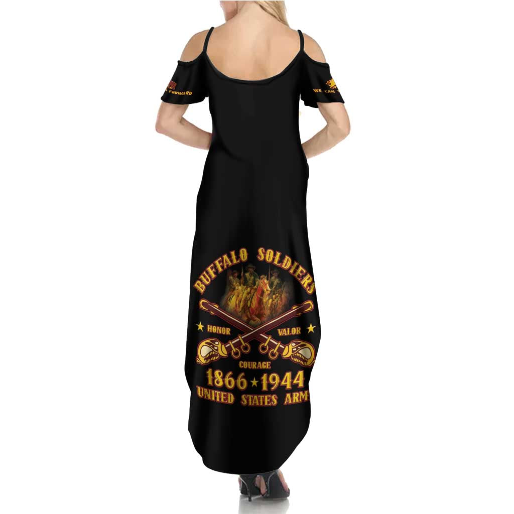 Honor Buffalo Soldiers Summer Maxi Dress African American Cavalry Black Version - Wonder Print Shop