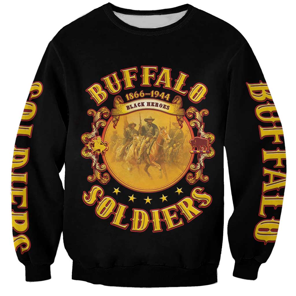 Honor Buffalo Soldiers Sweatshirt African American Cavalry Black Version - Wonder Print Shop