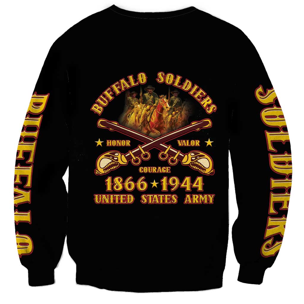Honor Buffalo Soldiers Sweatshirt African American Cavalry Black Version - Wonder Print Shop