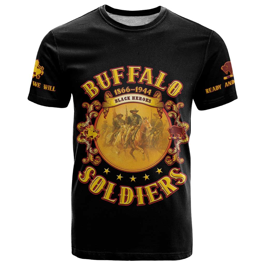 Honor Buffalo Soldiers T Shirt African American Cavalry Black Version - Wonder Print Shop
