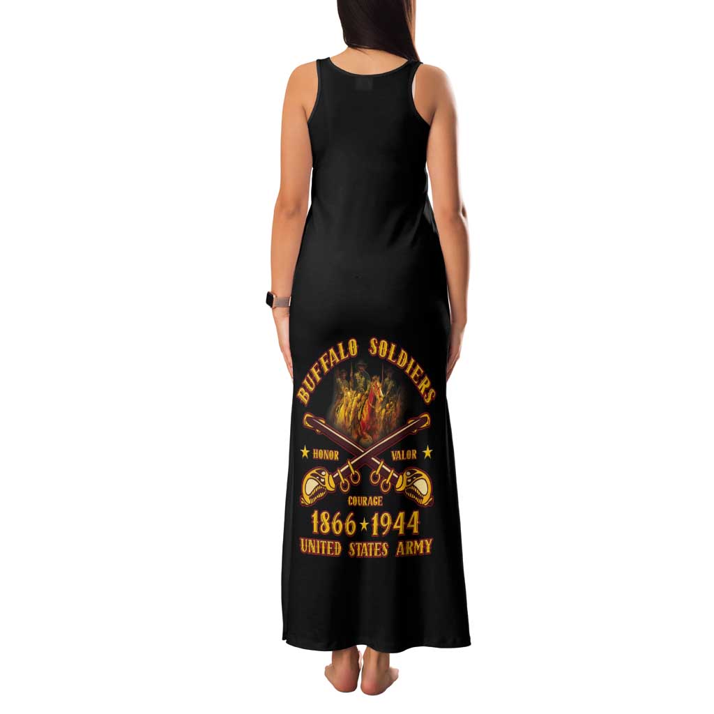 Honor Buffalo Soldiers Tank Maxi Dress African American Cavalry Black Version - Wonder Print Shop