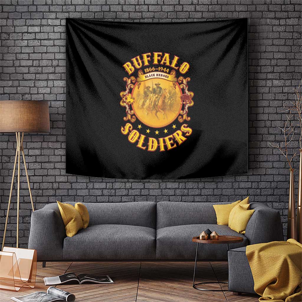 Honor Buffalo Soldiers Tapestry African American Cavalry Black Version - Wonder Print Shop