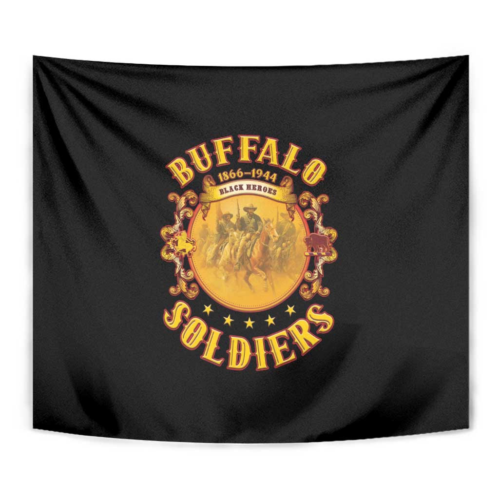 Honor Buffalo Soldiers Tapestry African American Cavalry Black Version - Wonder Print Shop