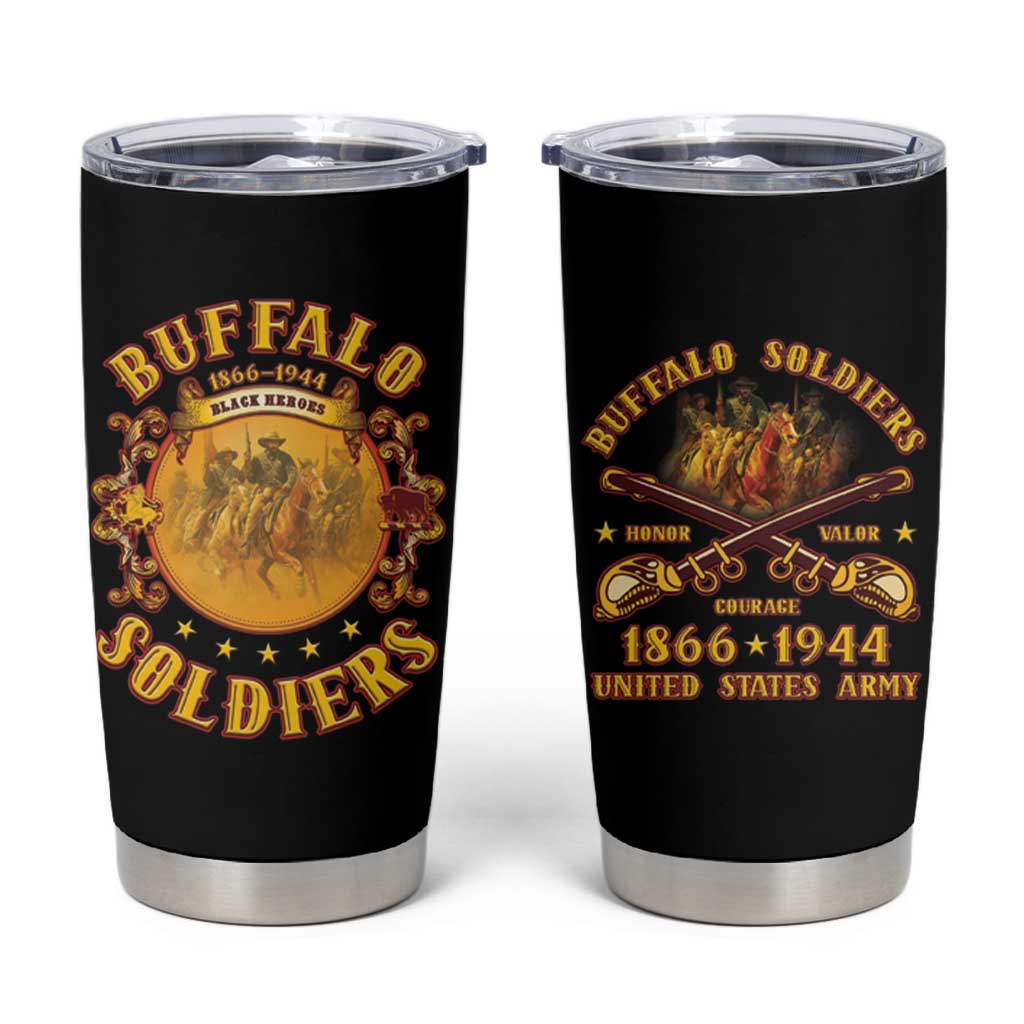 Honor Buffalo Soldiers Tumbler Cup African American Cavalry Black Version - Wonder Print Shop