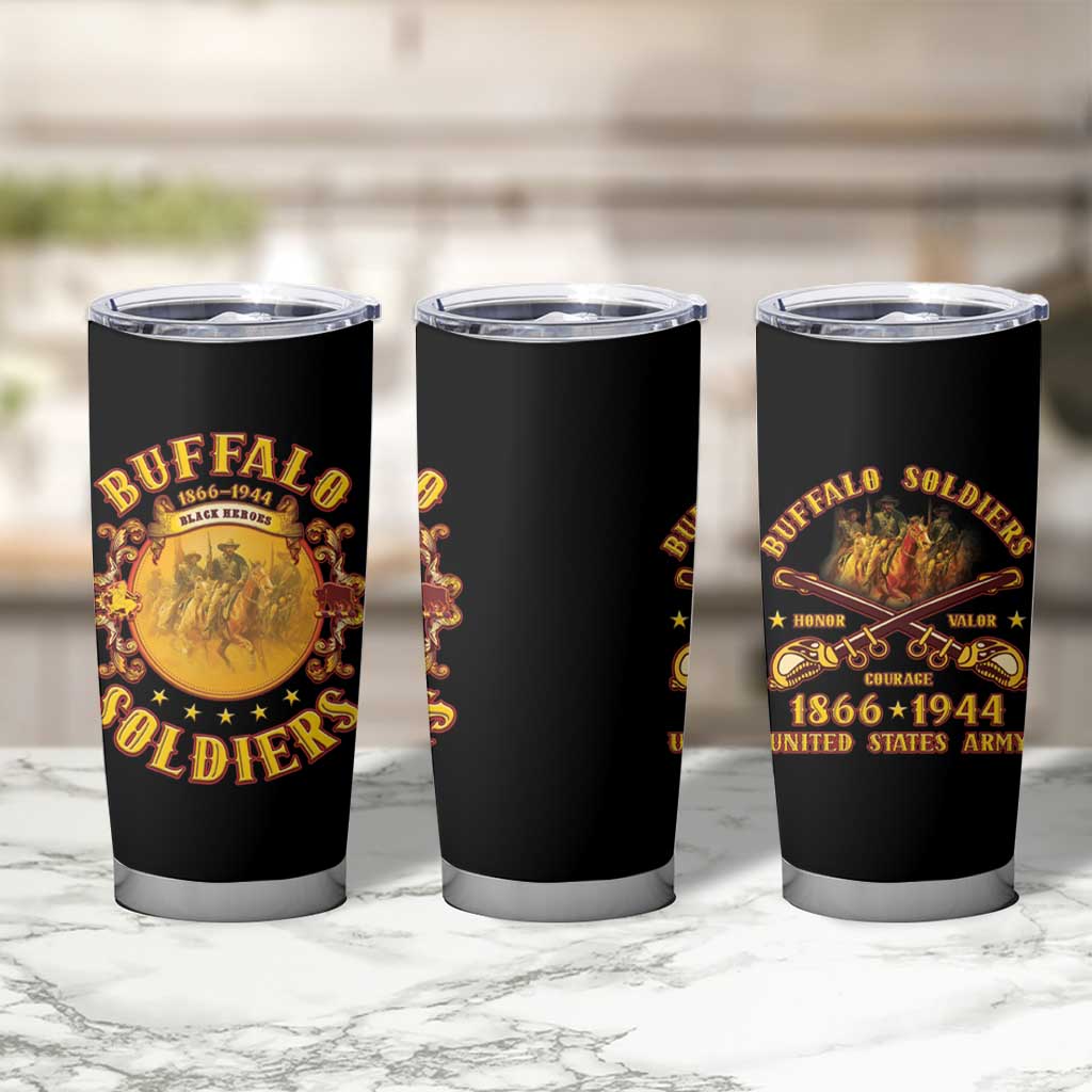 Honor Buffalo Soldiers Tumbler Cup African American Cavalry Black Version - Wonder Print Shop