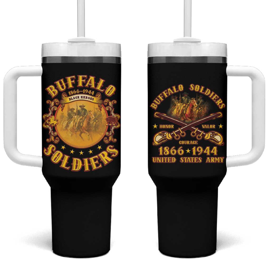 Honor Buffalo Soldiers Tumbler With Handle African American Cavalry Black Version - Wonder Print Shop