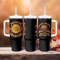 Honor Buffalo Soldiers Tumbler With Handle African American Cavalry Black Version - Wonder Print Shop