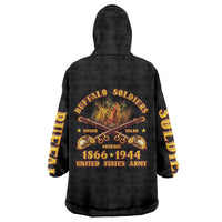 Honor Buffalo Soldiers Wearable Blanket Hoodie African American Cavalry Black Version - Wonder Print Shop