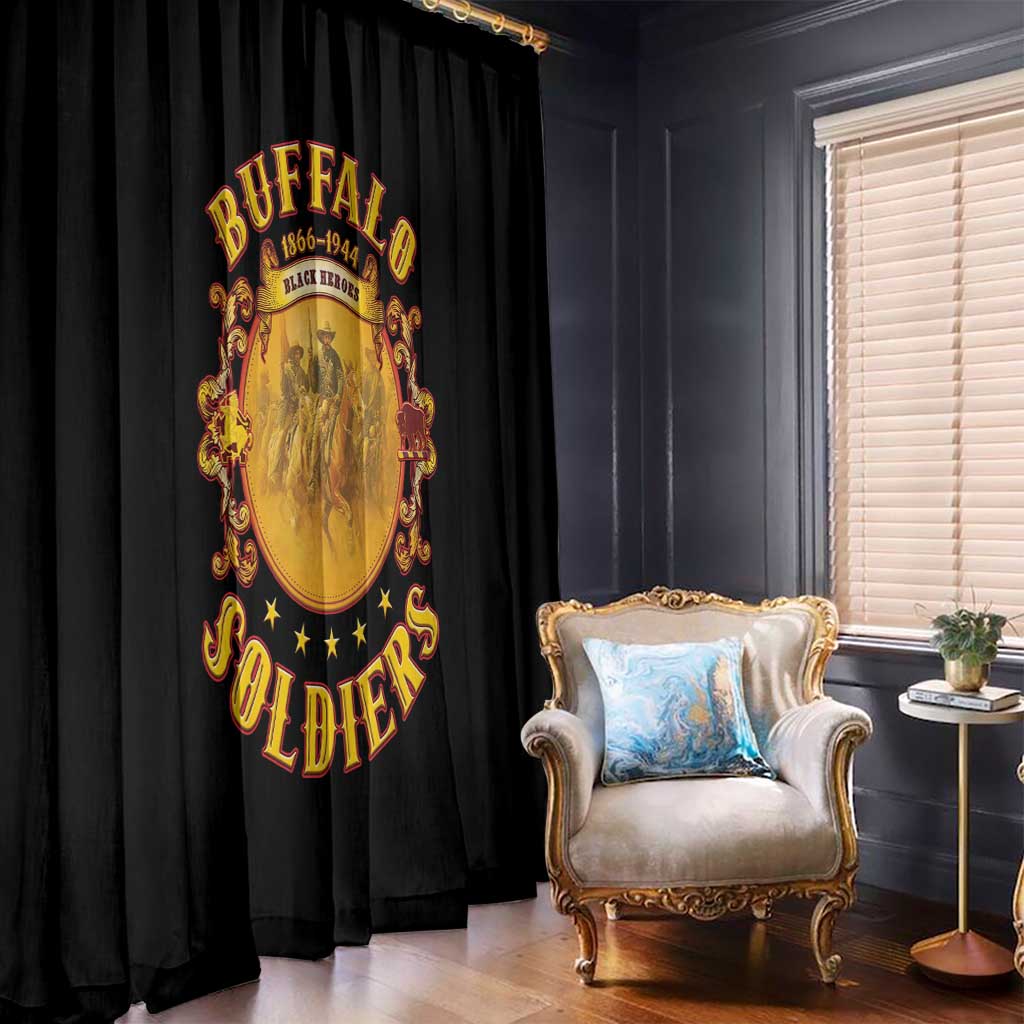 Honor Buffalo Soldiers Window Curtain African American Cavalry Black Version - Wonder Print Shop