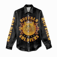 Honor Buffalo Soldiers Women Casual Shirt African American Cavalry Black Version - Wonder Print Shop