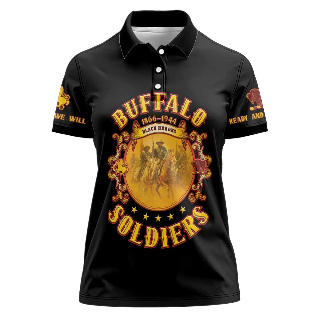 Honor Buffalo Soldiers Women Polo Shirt African American Cavalry Black Version - Wonder Print Shop