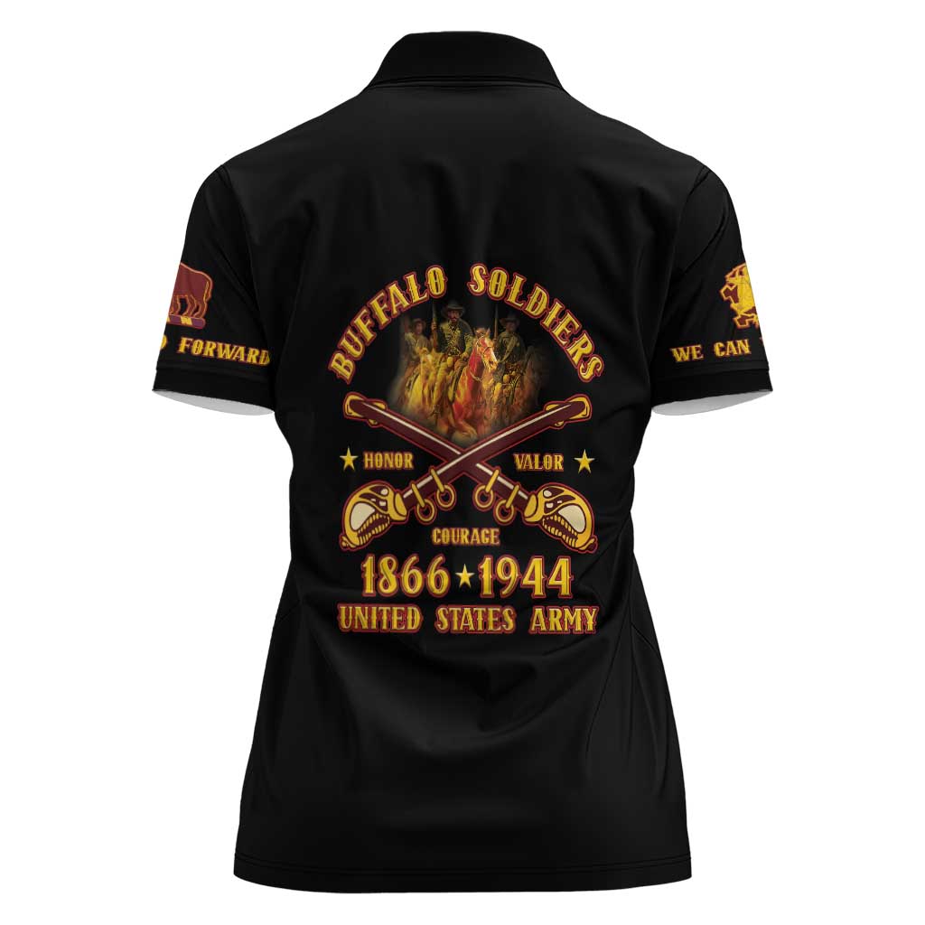 Honor Buffalo Soldiers Women Polo Shirt African American Cavalry Black Version - Wonder Print Shop
