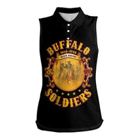 Honor Buffalo Soldiers Women Sleeveless Polo Shirt African American Cavalry Black Version - Wonder Print Shop