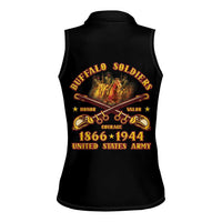 Honor Buffalo Soldiers Women Sleeveless Polo Shirt African American Cavalry Black Version - Wonder Print Shop