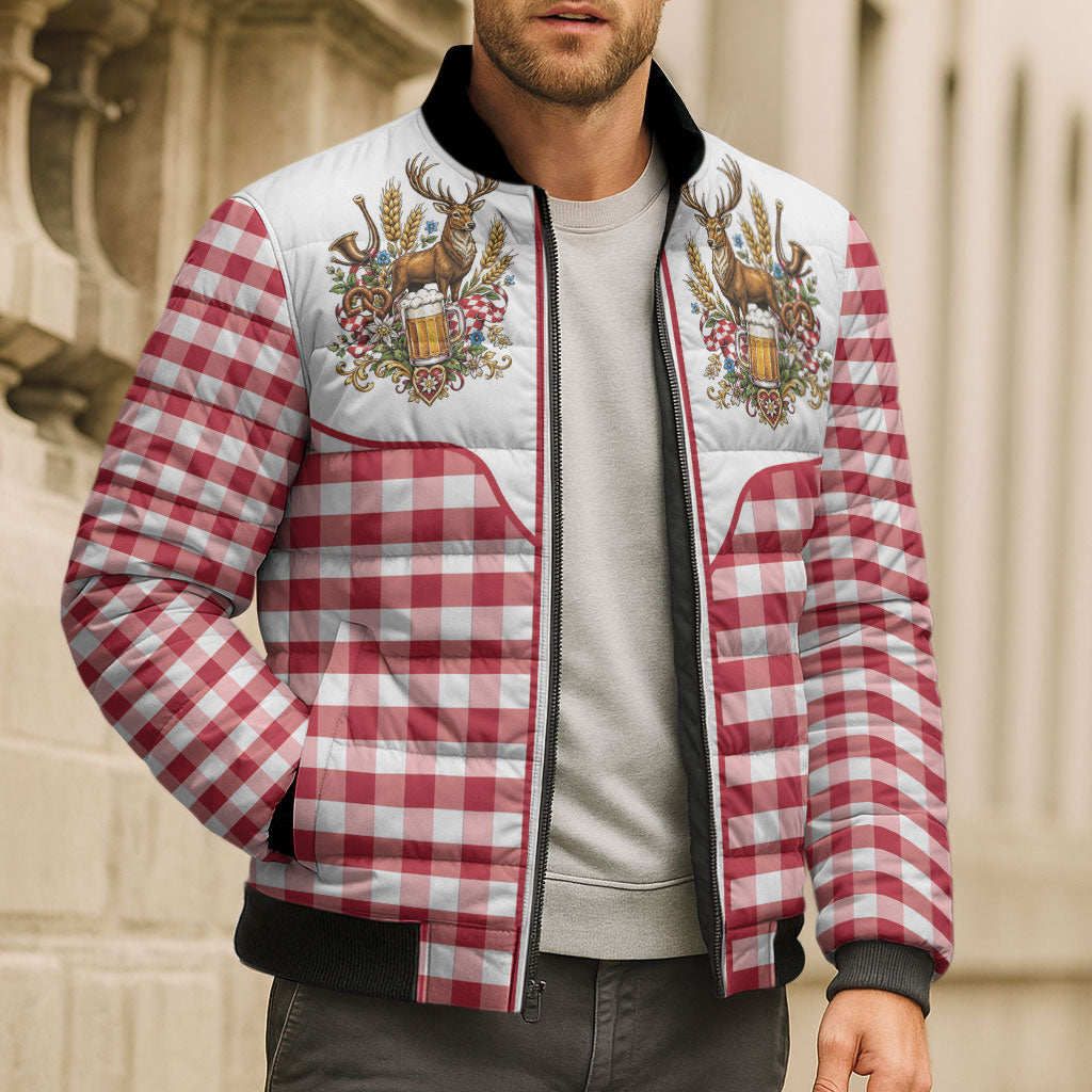 Oktoberfest Bomber Puffer Jacket Country Cowboy Style Red Version
