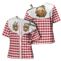 Oktoberfest Cross Shoulder Shirt Country Cowboy Style Red Version
