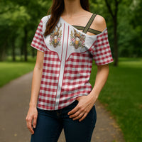 Oktoberfest Cross Shoulder Shirt Country Cowboy Style Red Version