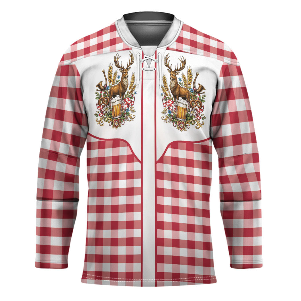 Oktoberfest Hockey Jersey Country Cowboy Style Red Version