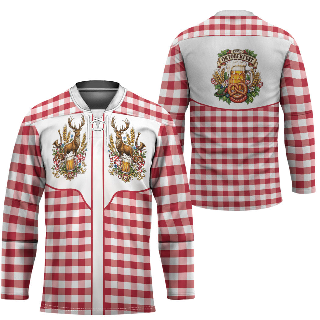 Oktoberfest Hockey Jersey Country Cowboy Style Red Version