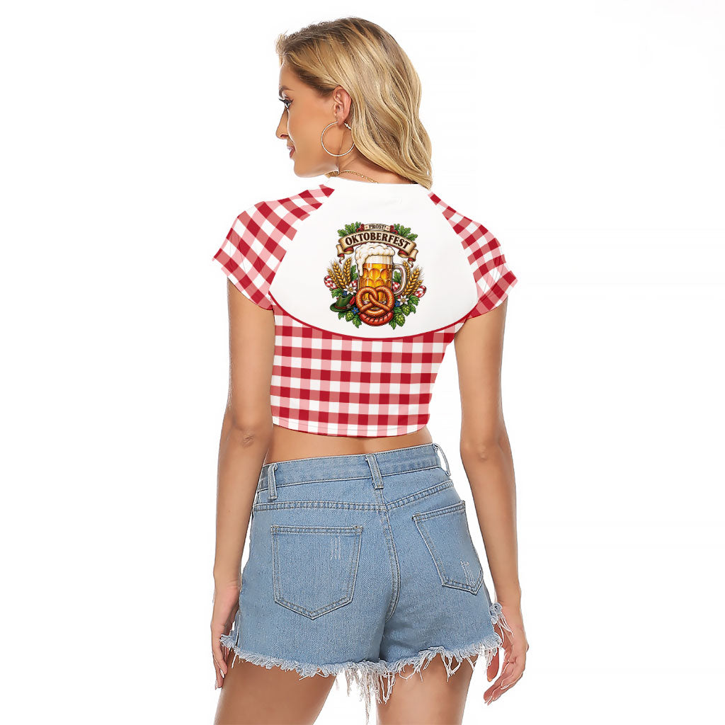 Oktoberfest Raglan Cropped T Shirt Country Cowboy Style Red Version