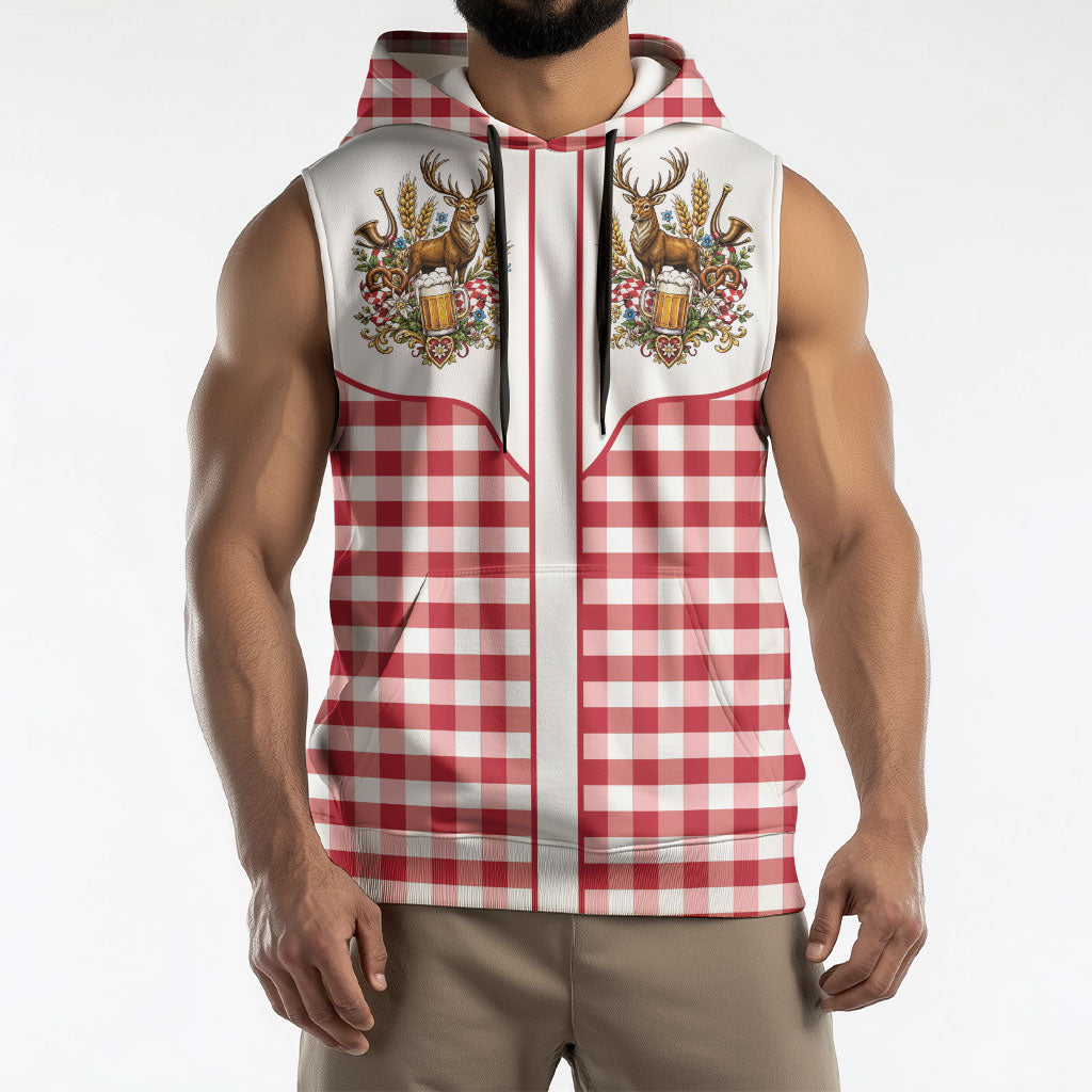 Oktoberfest Sleeveless Hoodie Country Cowboy Style Red Version