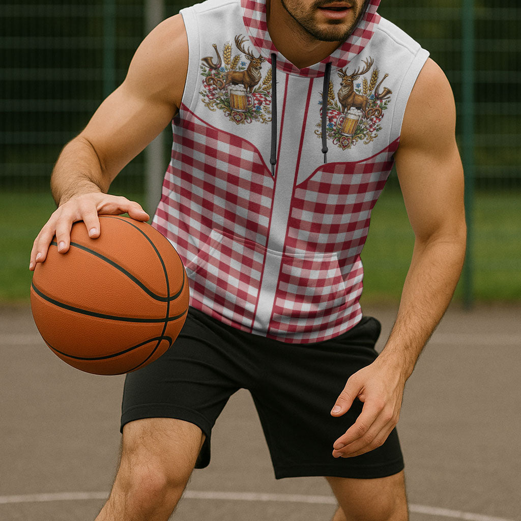 Oktoberfest Sleeveless Hoodie Country Cowboy Style Red Version