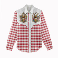 Oktoberfest Women Casual Shirt Country Cowboy Style Red Version