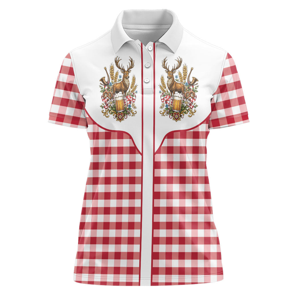 Oktoberfest Women Polo Shirt Country Cowboy Style Red Version
