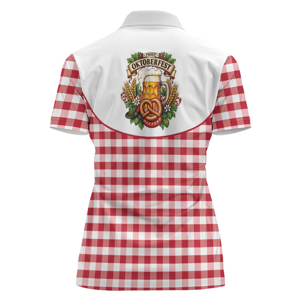 Oktoberfest Women Polo Shirt Country Cowboy Style Red Version