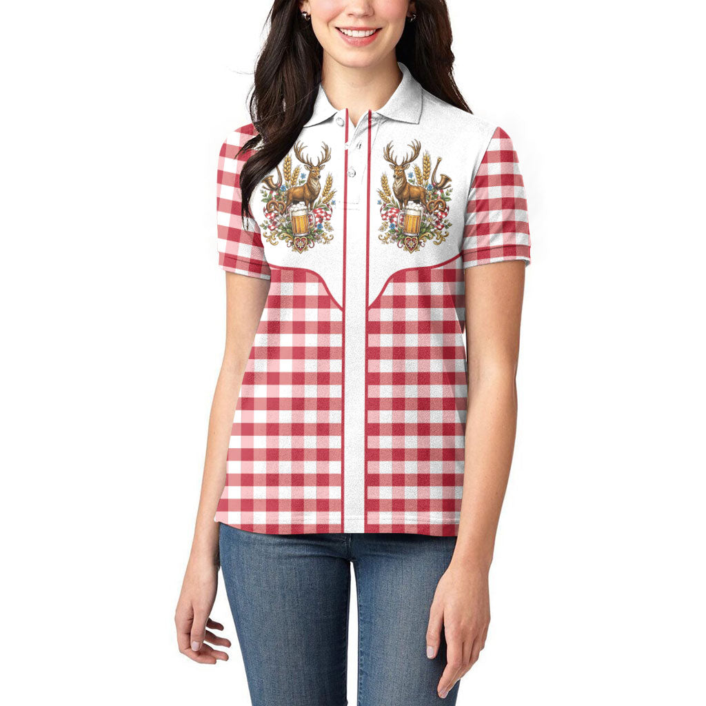 Oktoberfest Women Polo Shirt Country Cowboy Style Red Version