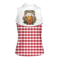 Oktoberfest Women Sleeveless Polo Shirt Country Cowboy Style Red Version