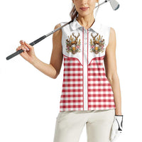 Oktoberfest Women Sleeveless Polo Shirt Country Cowboy Style Red Version