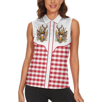 Oktoberfest Women Sleeveless Polo Shirt Country Cowboy Style Red Version