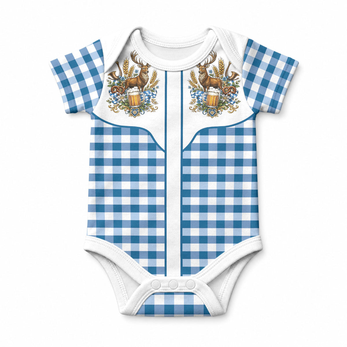 Oktoberfest Baby Onesie Country Cowboy Style Blue Version