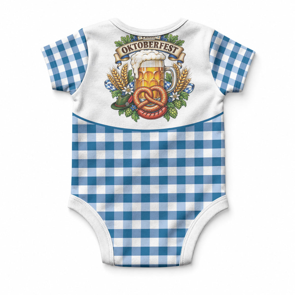 Oktoberfest Baby Onesie Country Cowboy Style Blue Version