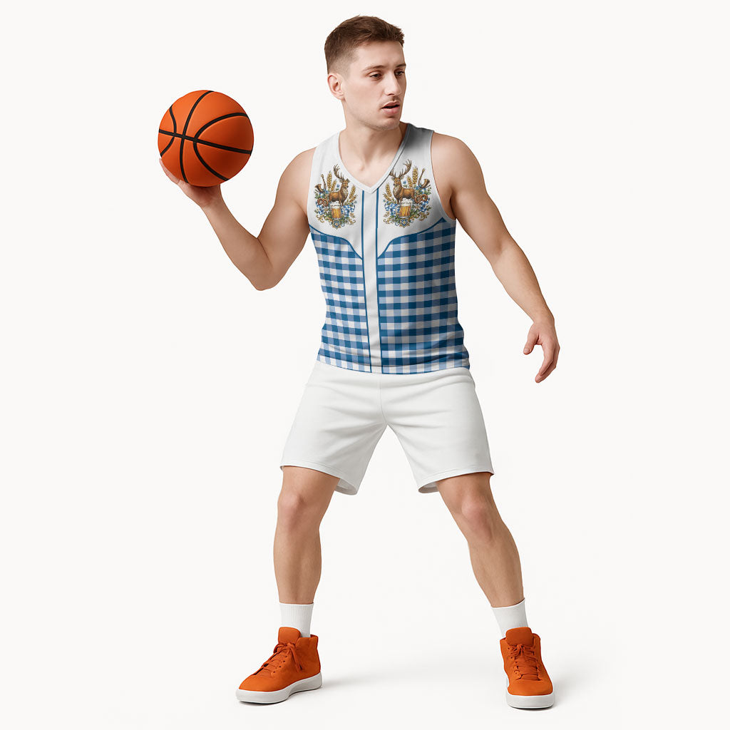 Oktoberfest Basketball Jersey Country Cowboy Style Blue Version